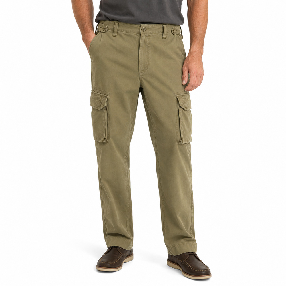 The J Peterman Company Olive Green Khaki Cargo Pants Hiking Gusset sz 46 x 32